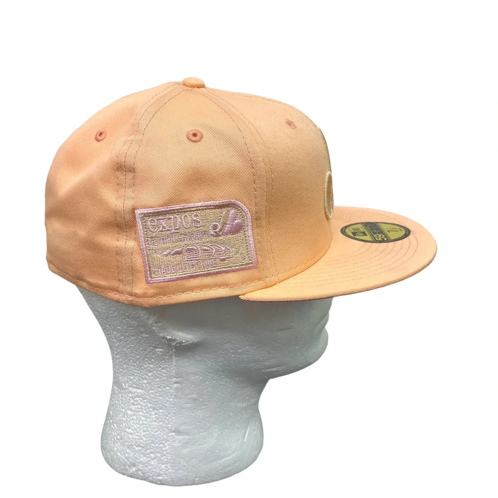 New Era Montreal Expos Peaches & Cream 59FIFTY Fitted Hat 40 Year Patch Sz 7 5/8 - Picture 4 of 5